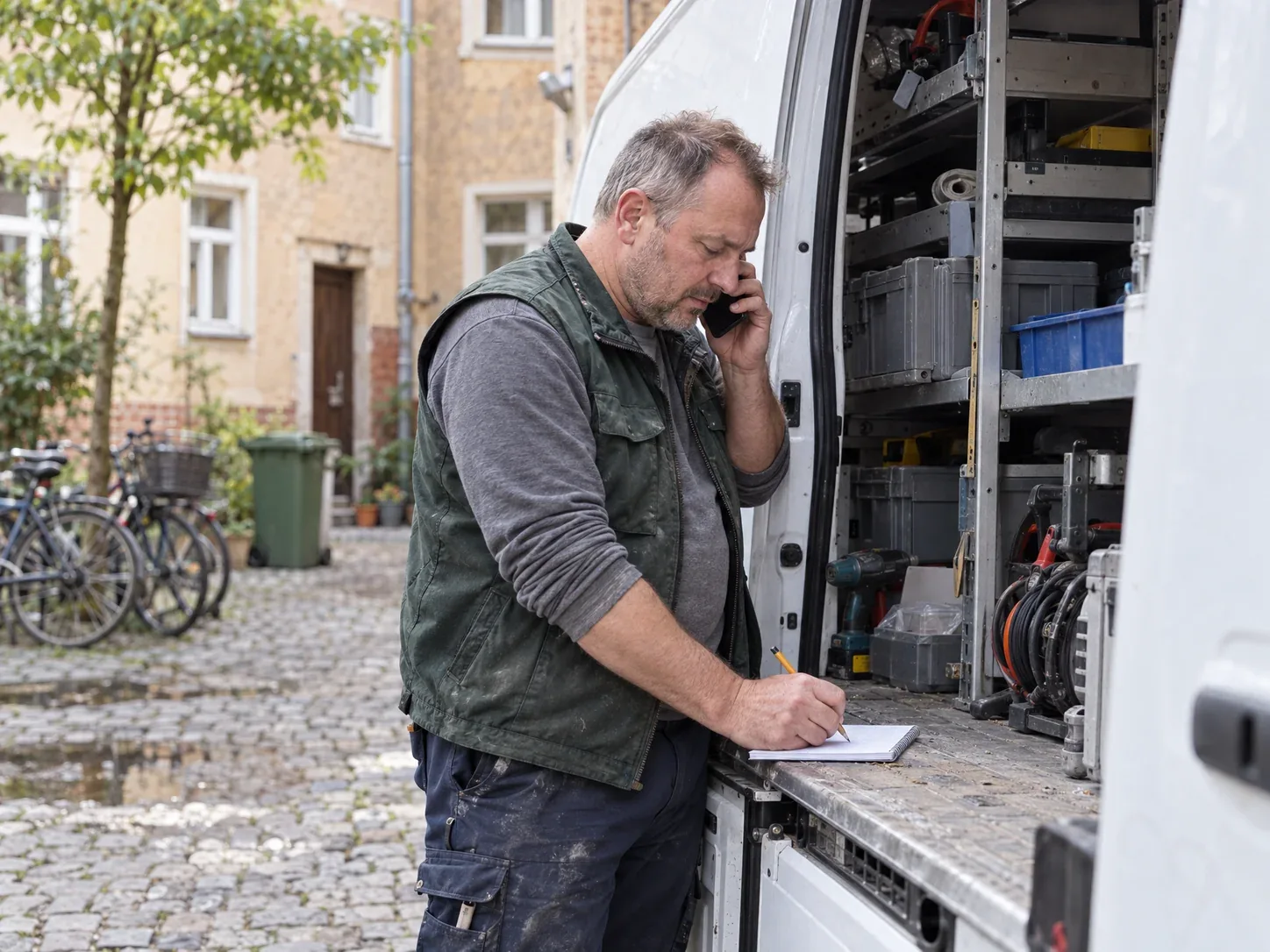 Handwerker bei der Arbeit – Telefonservice für Handwerksbetriebe