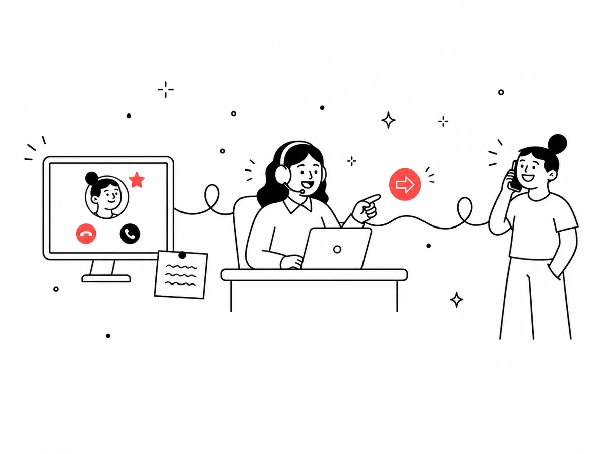 Illustration: das System markiert den Anrufer als VIP, die Telefonistin sieht die hinterlegte Anweisung und stellt den Anruf durch