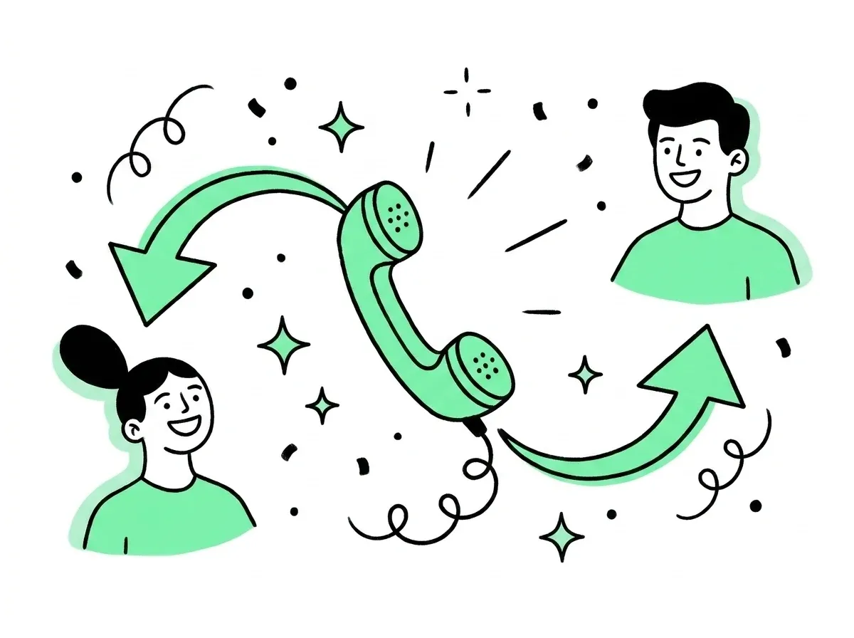 Illustration: Anruf-Weiterleitung an den richtigen Ansprechpartner im Team
